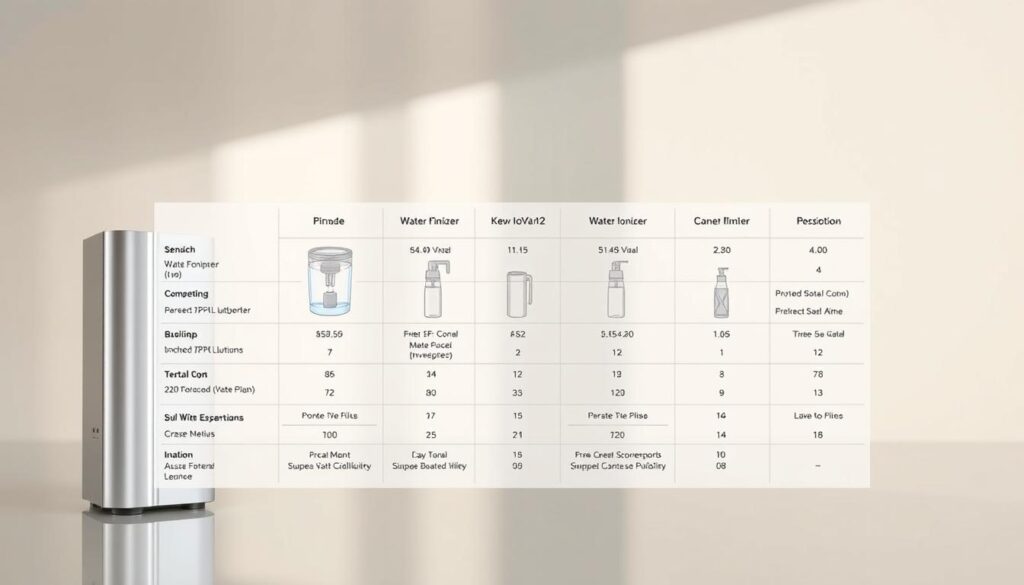water ionizer comparison chart
