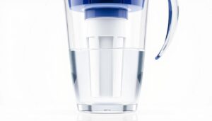 Brita Elite Water Filter with pitcher showing the internal filtration system and clean water flow