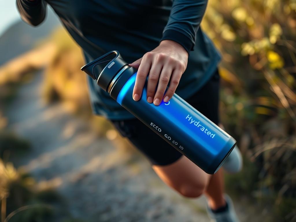 Echo Go+ Hydrogen Water Bottle being used by a runner Echo Go+ Hydrogen Water Bottle being used by a runner