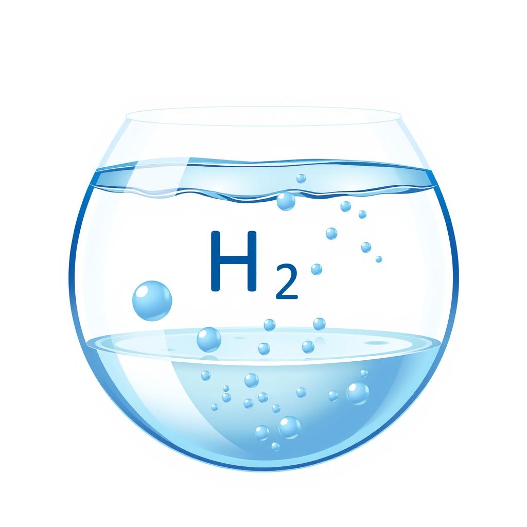 Molecular structure of hydrogen water showing H2 molecules Molecular structure of hydrogen water showing H2 molecules