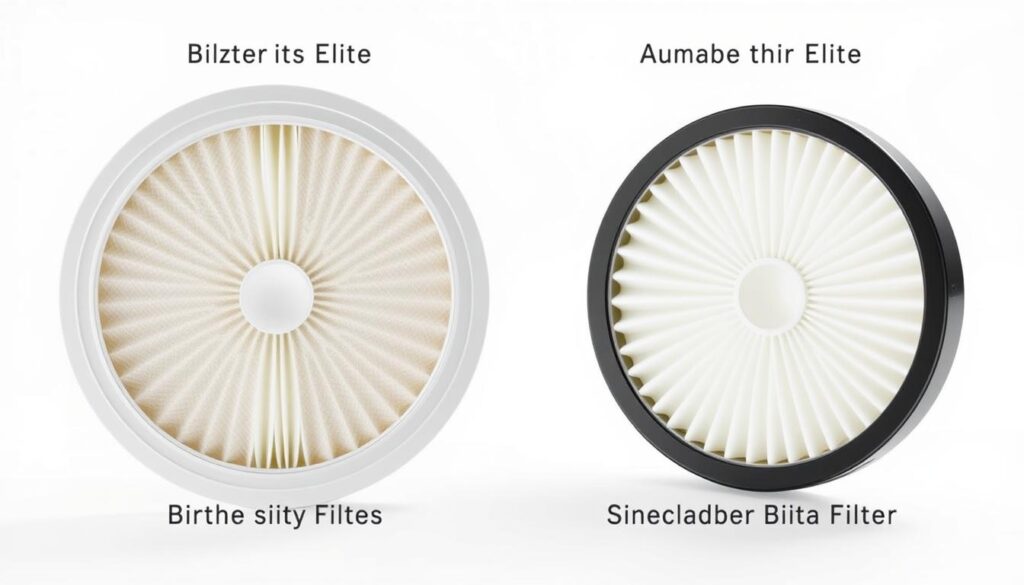 Side-by-side comparison of Brita Elite Filter and Standard Filter showing size and design differences Side-by-side comparison of Brita Elite Filter and Standard Filter showing size and design differences